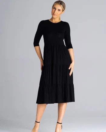 Rochie  neagra, pentru zi cu zi, din material usor,