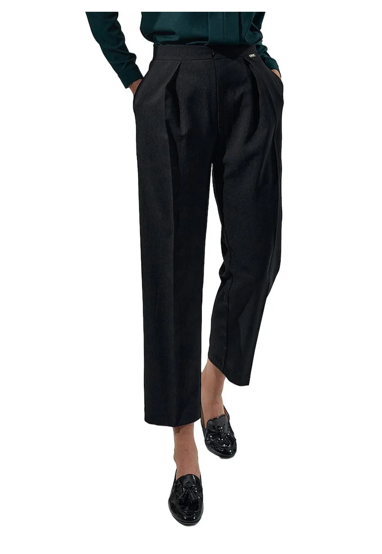 Pantaloni dama  M720, negri, eleganti, talie inalta, poliester