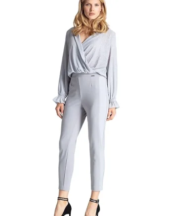 Pantaloni dama,  Gri, Poliester/Elastan