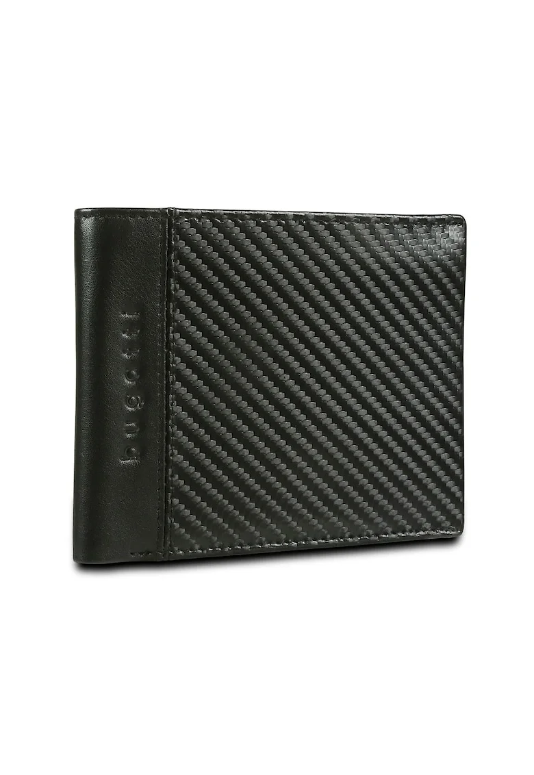 Portofel barbati,  cu protectie anti scanare RFID, piele naturala neagra, model Comet