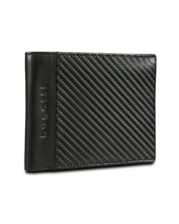 Portofel barbati,  cu protectie anti scanare RFID, piele naturala neagra, model Comet