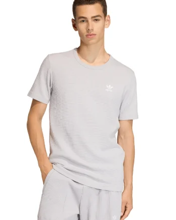 Tricou texturat cu logo brodat, Gri deschis