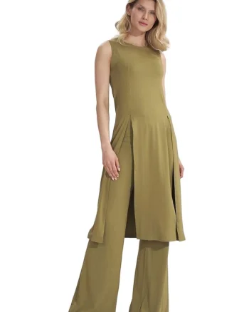 Rochie  tunica verde, viscoza,