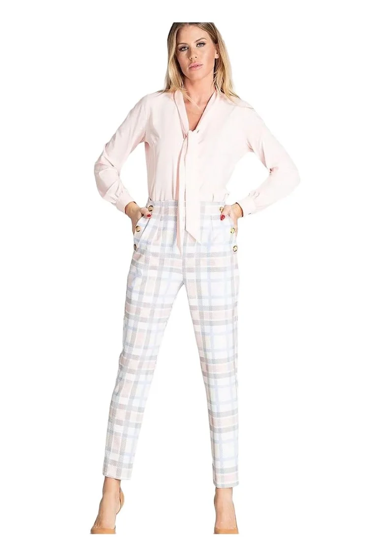 Pantaloni dama  lungi, multicolor, poliester,