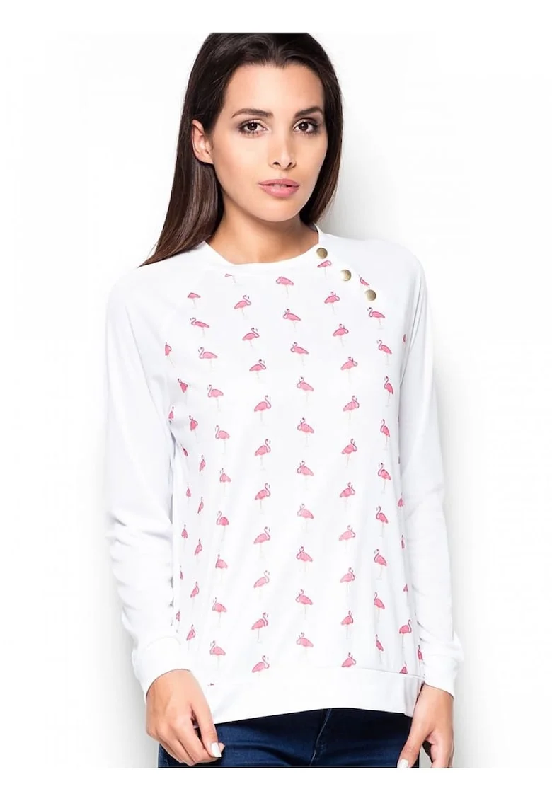 Bluza dama  maneci lungi, croiala clasica, colorat, poliester 100%
