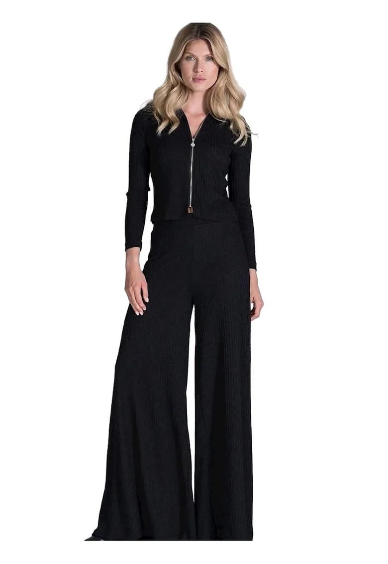 Pantaloni dama,  Viscoza/Poliester, Negru,