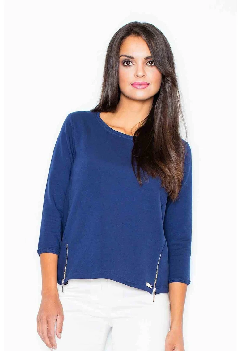 Bluza dama,  Fermoare, Poliester/Elastan, Bleumarin