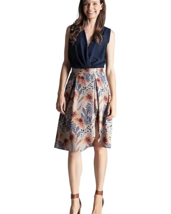 Fusta  design elegant, multicolor, poliester
