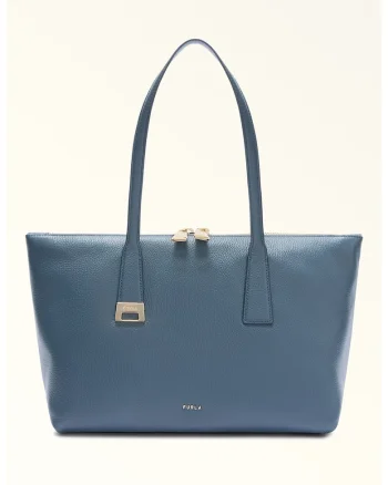 Geanta tote din piele Olivia, Albastru prafuit