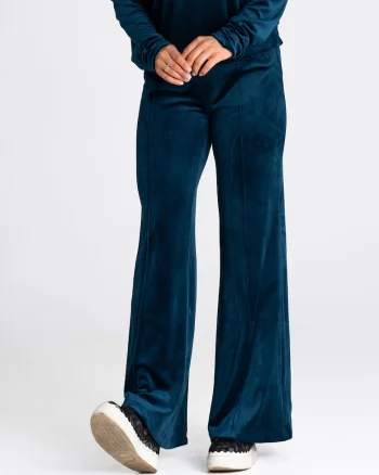 Pantaloni dama,  bleumarin, croi larg, elastici, poliester/elastan,