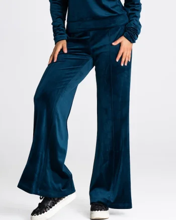 Pantaloni dama  model M966, largi, albastru, poliester/elastan