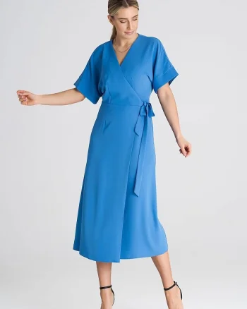 Rochie de zi  casual, albastru, poliester, material confortabil