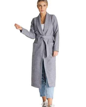 Palton dama  design elegant, viscoza/poliester, gri