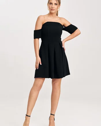 Rochie eleganta  M1026, neagra, sintetic