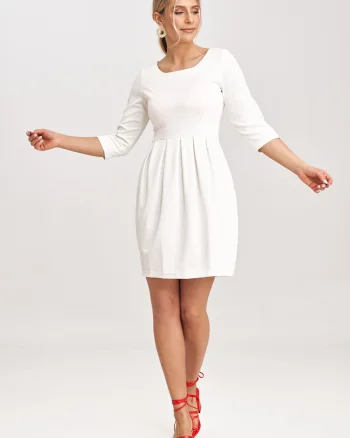 Rochie  usor evazata, ecru, poliester
