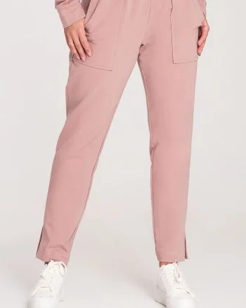 Pantaloni dama,  M1035, roz inchis, bumbac/elastan