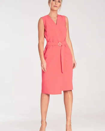 Rochie midi  cu centura, poliester
