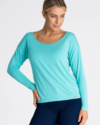 Bluza dama  M981, albastru, amestec viscoza-elastan, croi elegant, maneci lungi