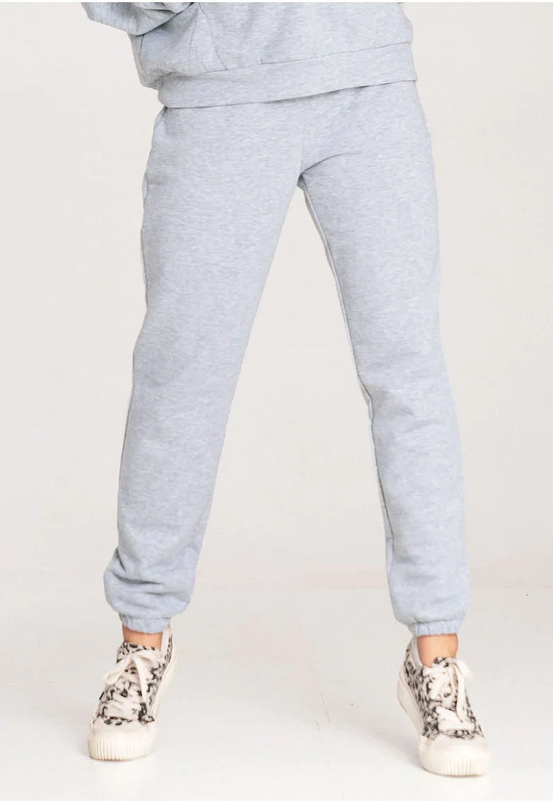 Pantaloni dama  gri, bumbac, talie elastica,