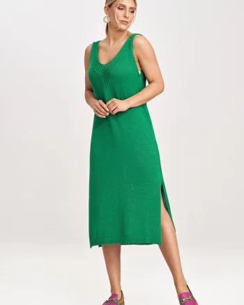 Rochie dama  M997, acril, bumbac, verde,