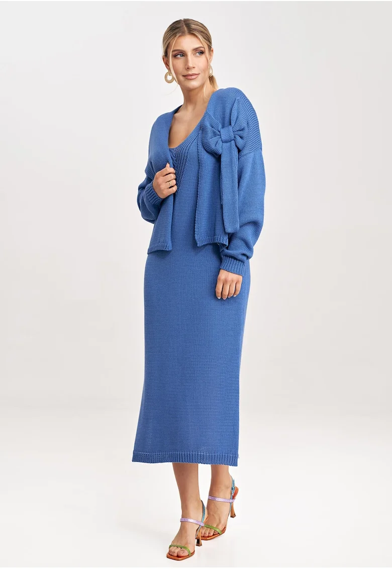 Rochie dama  M997, acril, bumbac, albastru,
