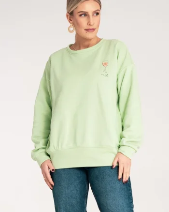 Bluza de trening dama  verde, broderie, bumbac/poliester,