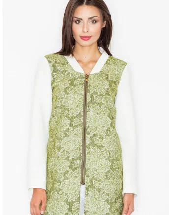 Geaca de dama din lana Yes M513 verde, Alb/Verde