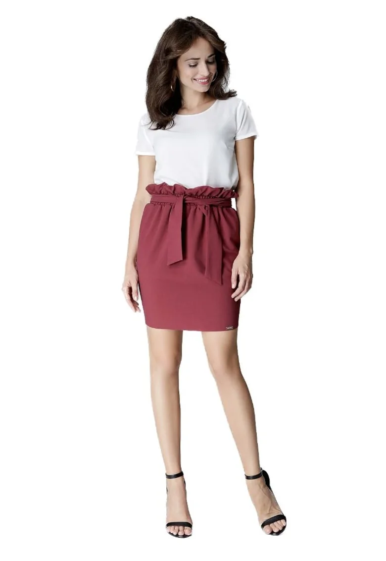 Fusta mini dama,  Estride, Burgundia, Rosu