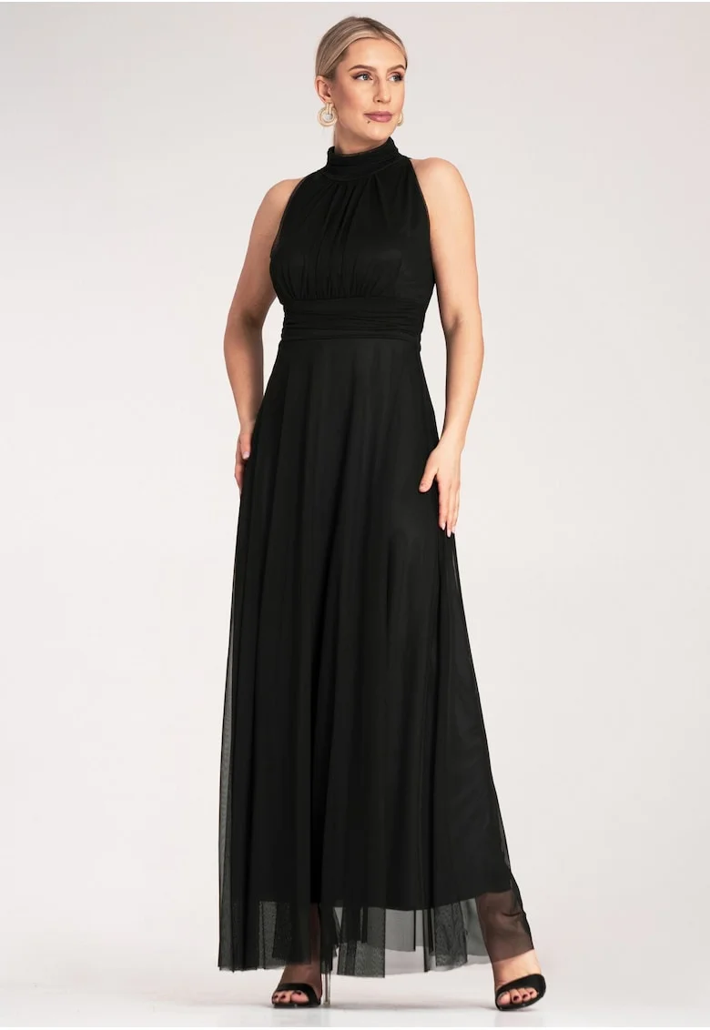 Rochie lunga de seara,  neagra, poliester,