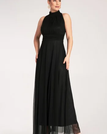 Rochie lunga de seara,  neagra, poliester,