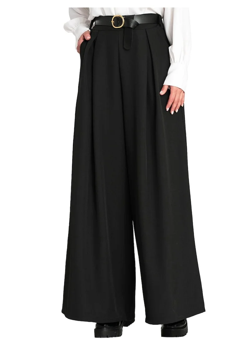 Pantaloni dama,  eleganti, negru, poliester-elastan,
