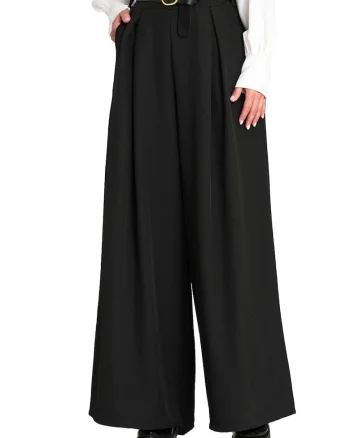 Pantaloni dama,  eleganti, negru, poliester-elastan,