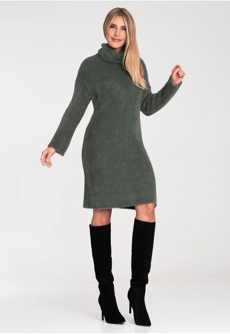 Rochie tricotata,  nylon, verde,