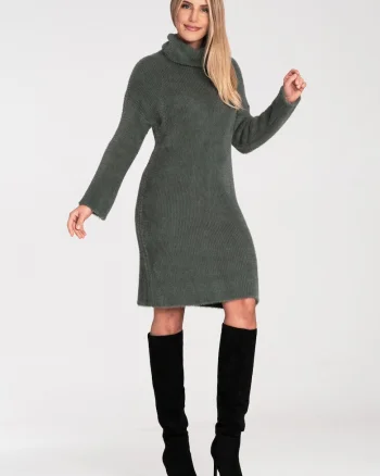 Rochie tricotata,  nylon, verde,