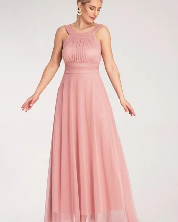 Rochie de seara,  maxi, roz, poliester,