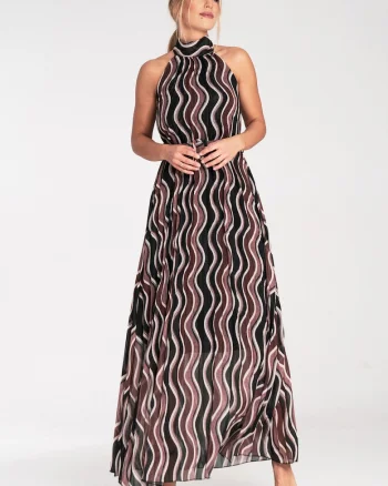 Rochie maxi  multicolor, plisata, poliester,