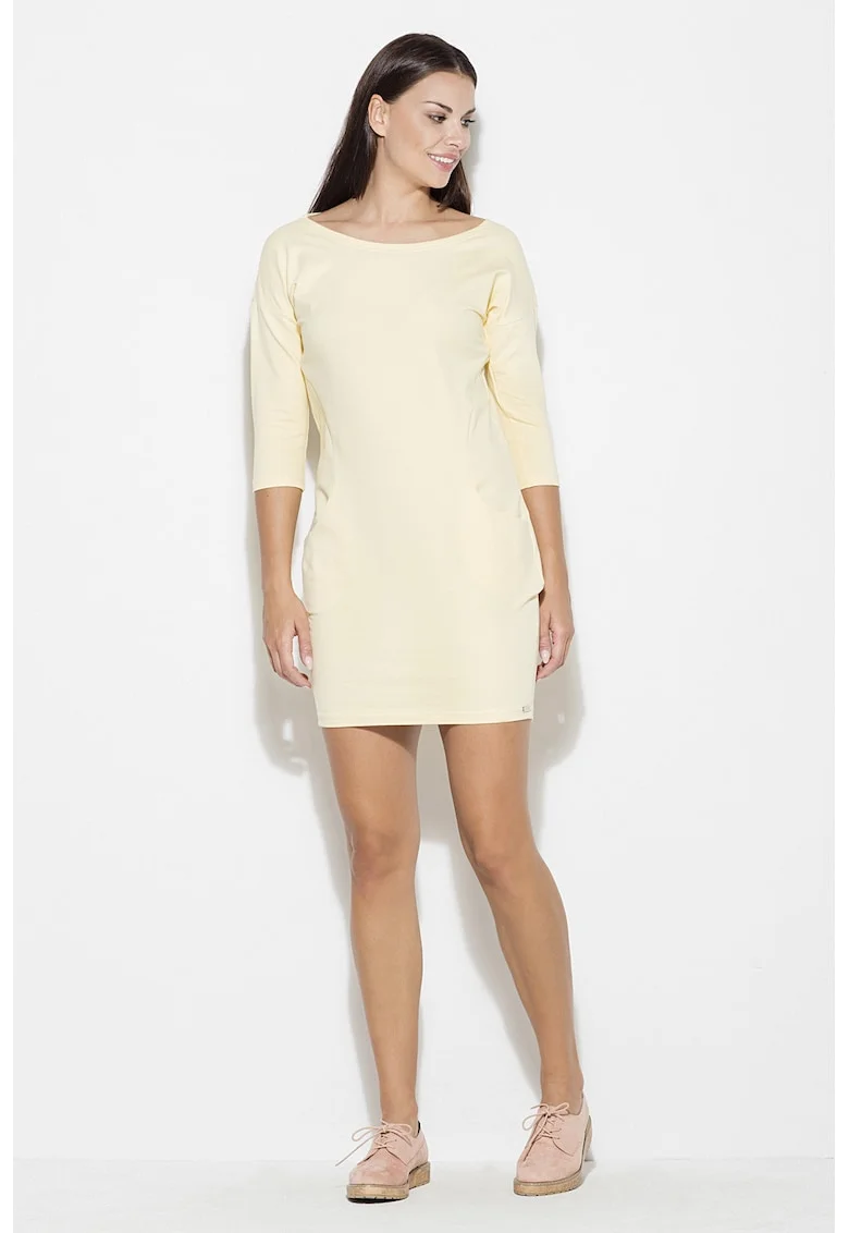 Rochie  K181, galben, bumbac,