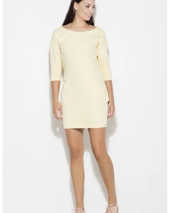 Rochie  K181, galben, bumbac,