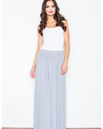 Fusta maxi  eleganta, gri, bumbac, pentru vara