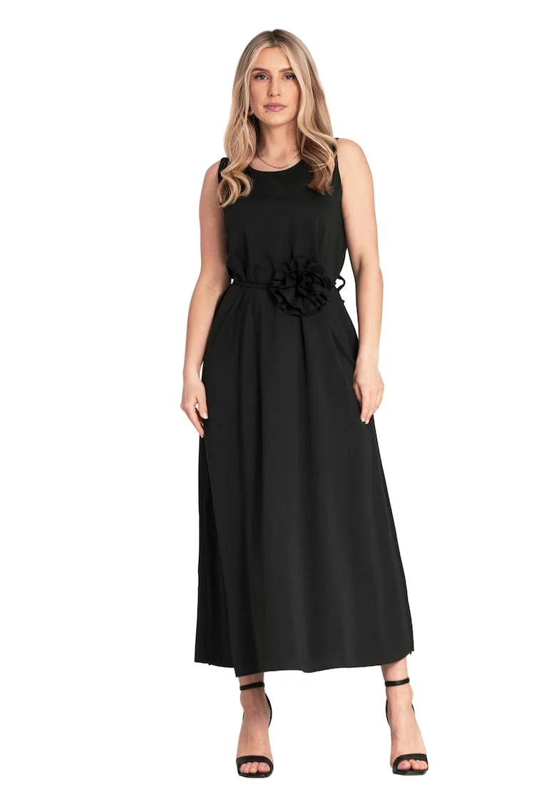 Rochie  neagra, fara maneci, material de calitate superioara, viscoza/poliester/spandex,