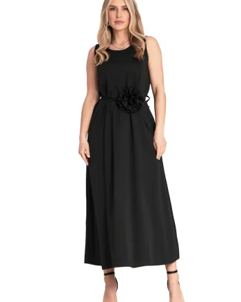 Rochie  neagra, fara maneci, material de calitate superioara, viscoza/poliester/spandex,