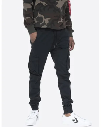 Pantaloni cargo cu snur in talie, Negru