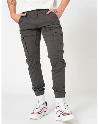 Jack&Jones, Pantaloni cargo conici Paul, Gri inchis