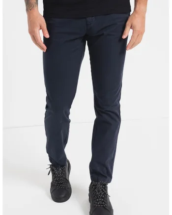 Pantaloni chino slim fit cu talie joasa, Bleumarin