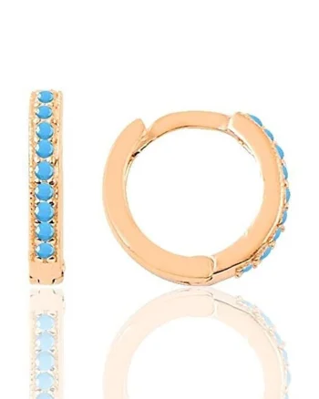 Cercei din argint 925 decorati cu zirconia, Albastru, Auriu rose/Albastru