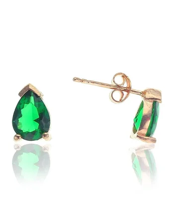 Cercei din argint 925 decorati cu zirconia, Verde/Auriu