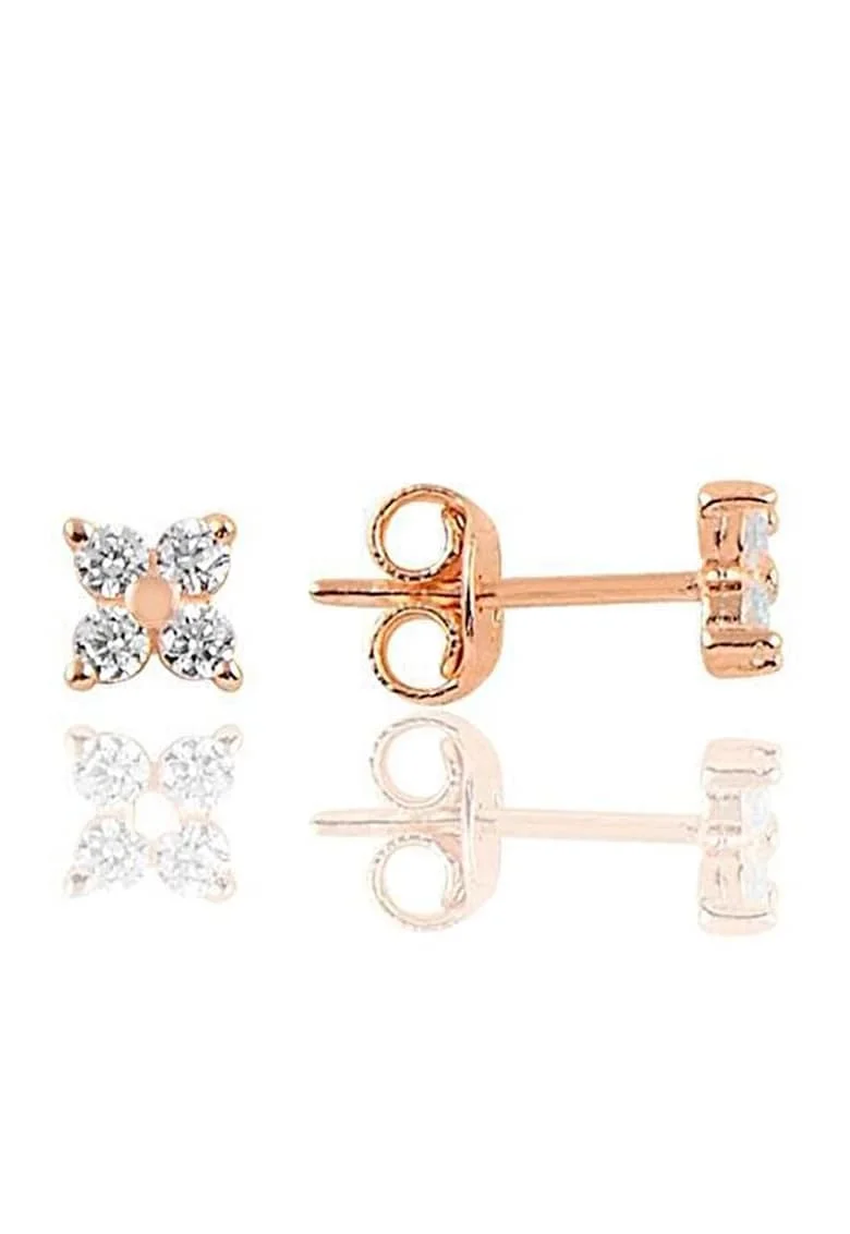 Cercei din argint 925 decorati cu pietre zirconia, Auriu rose