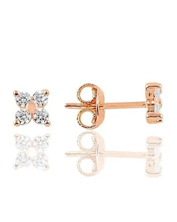 Cercei din argint 925 decorati cu pietre zirconia, Auriu rose