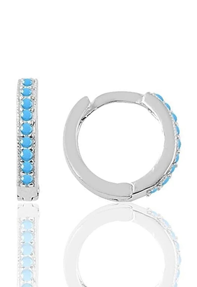 Cercei din argint 925 decorati cu zirconia, Albastru, Albastru/Argintiu
