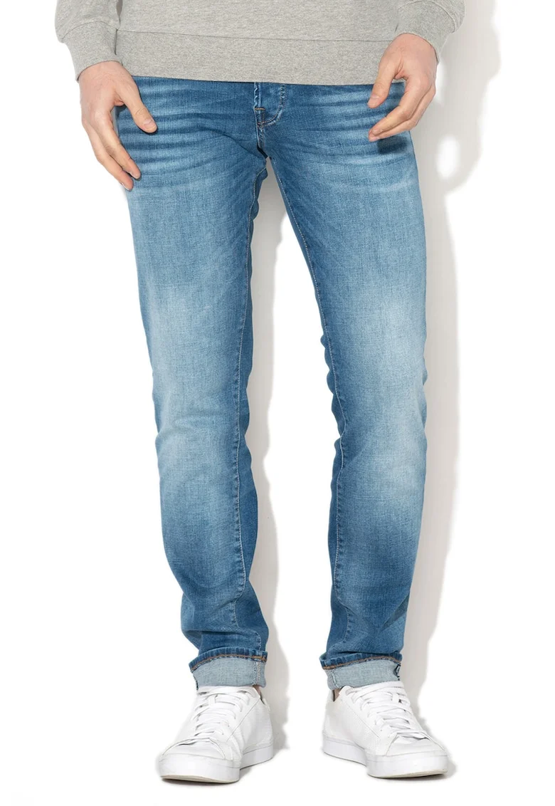 Jack&Jones, Blugi slim fit cu aspect decolorat Glenn, Albastru